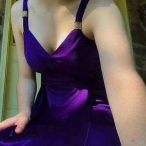 dark purple flower dance formal dress